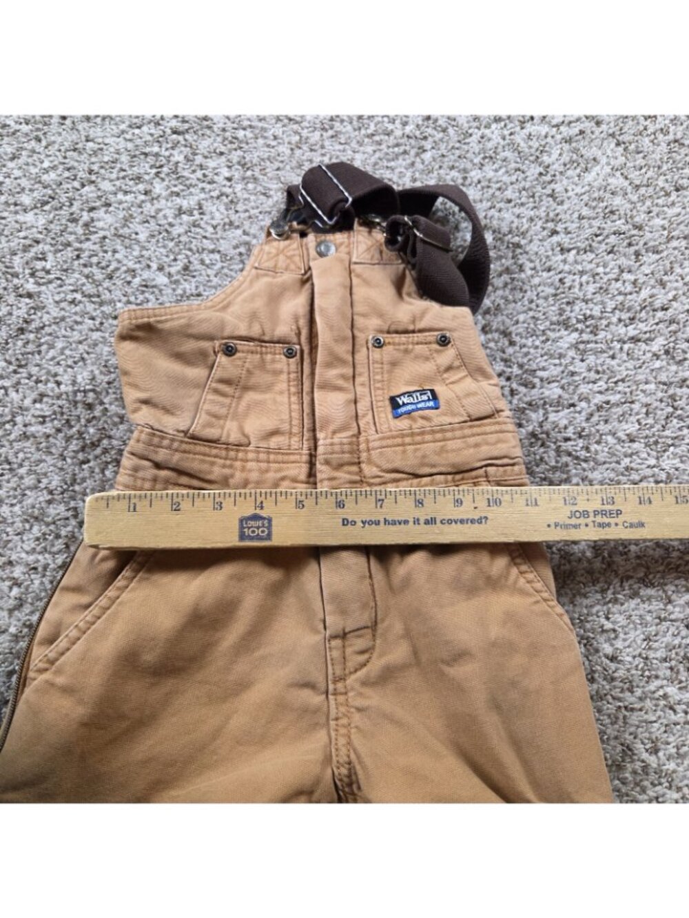 Walls Overalls Kids Small 6/7 Brown Insulated Canvas Workwear Double Knee Bib - Picture 3 of 5